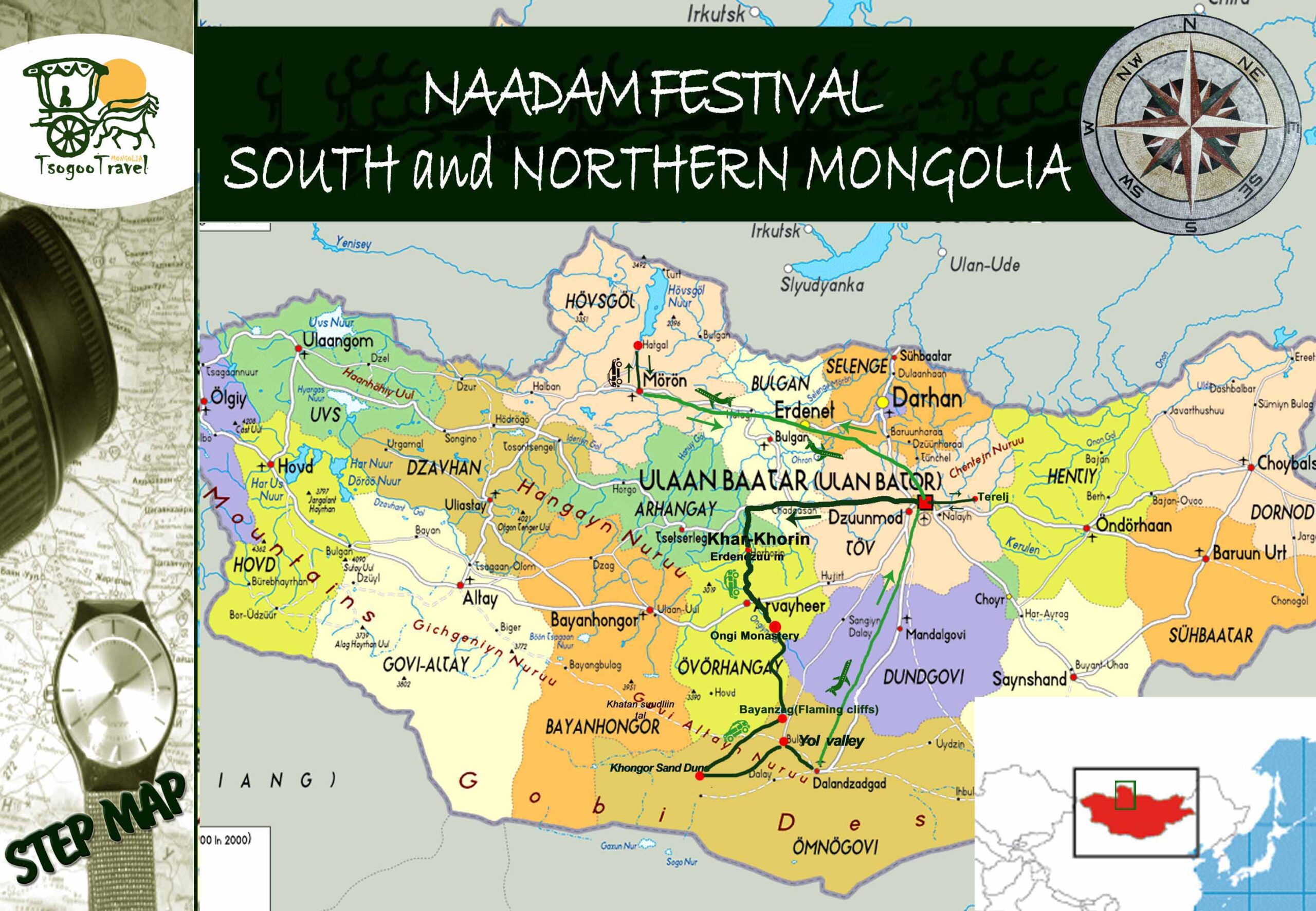 Naadam Festival 2020-South and Northern Mongolia map copy